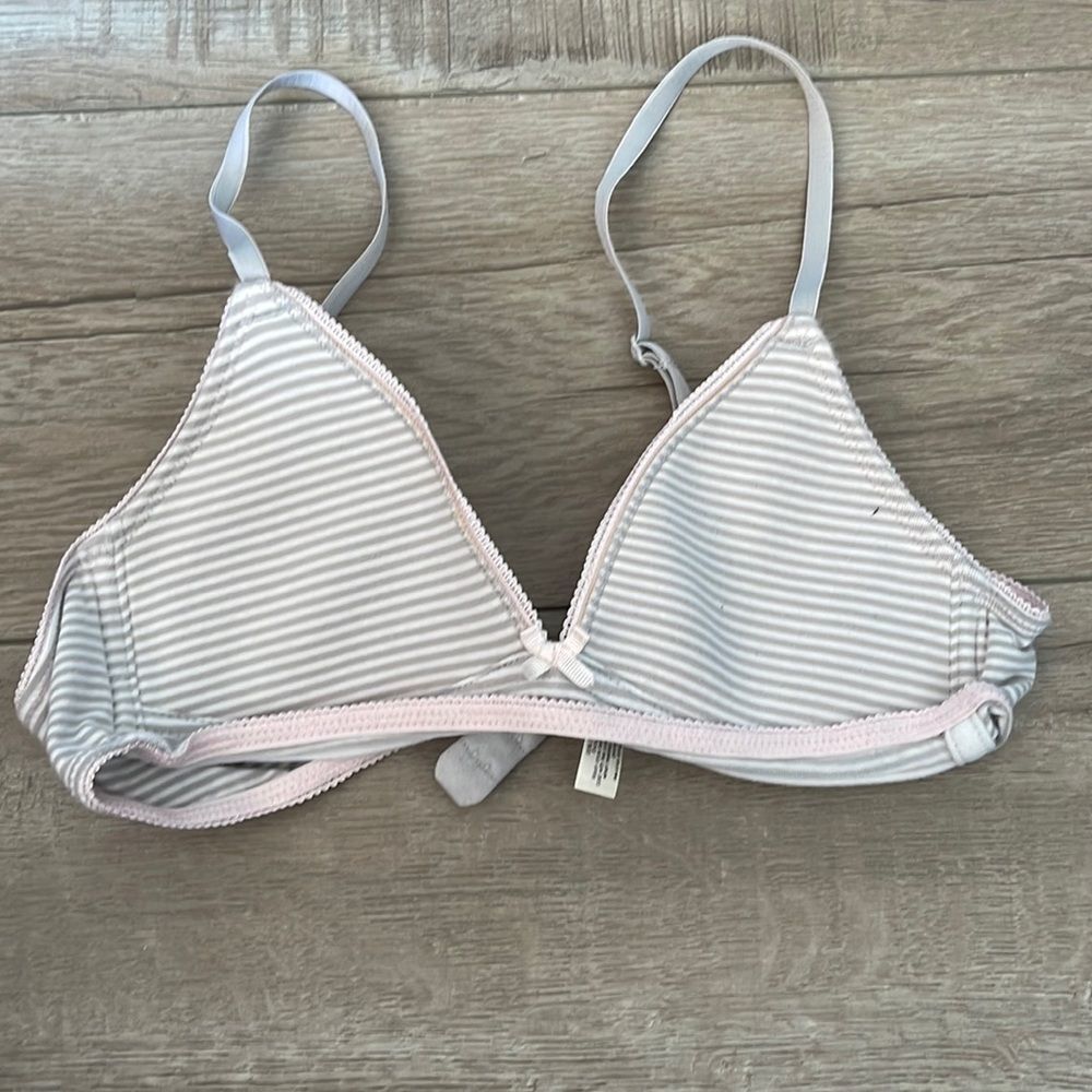 34A pink and gray striped bra